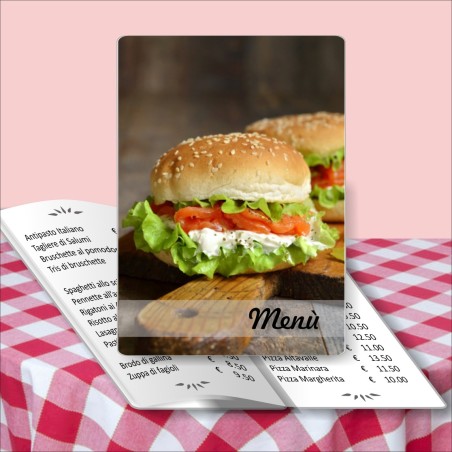 Porta menù personalizzabile per Paninoteca 16 Transparent formato A4