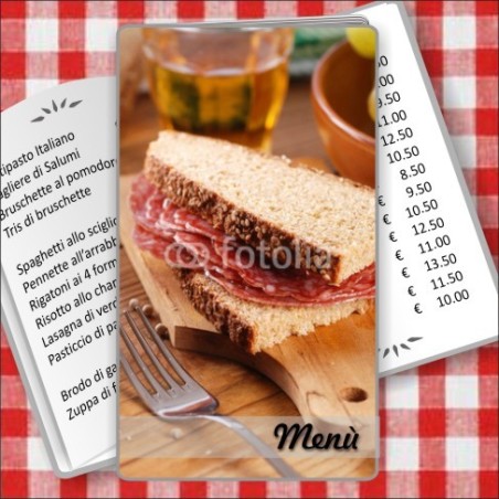 Porta menù personalizzabile Paninoteca 52 Transparent formato SLIM